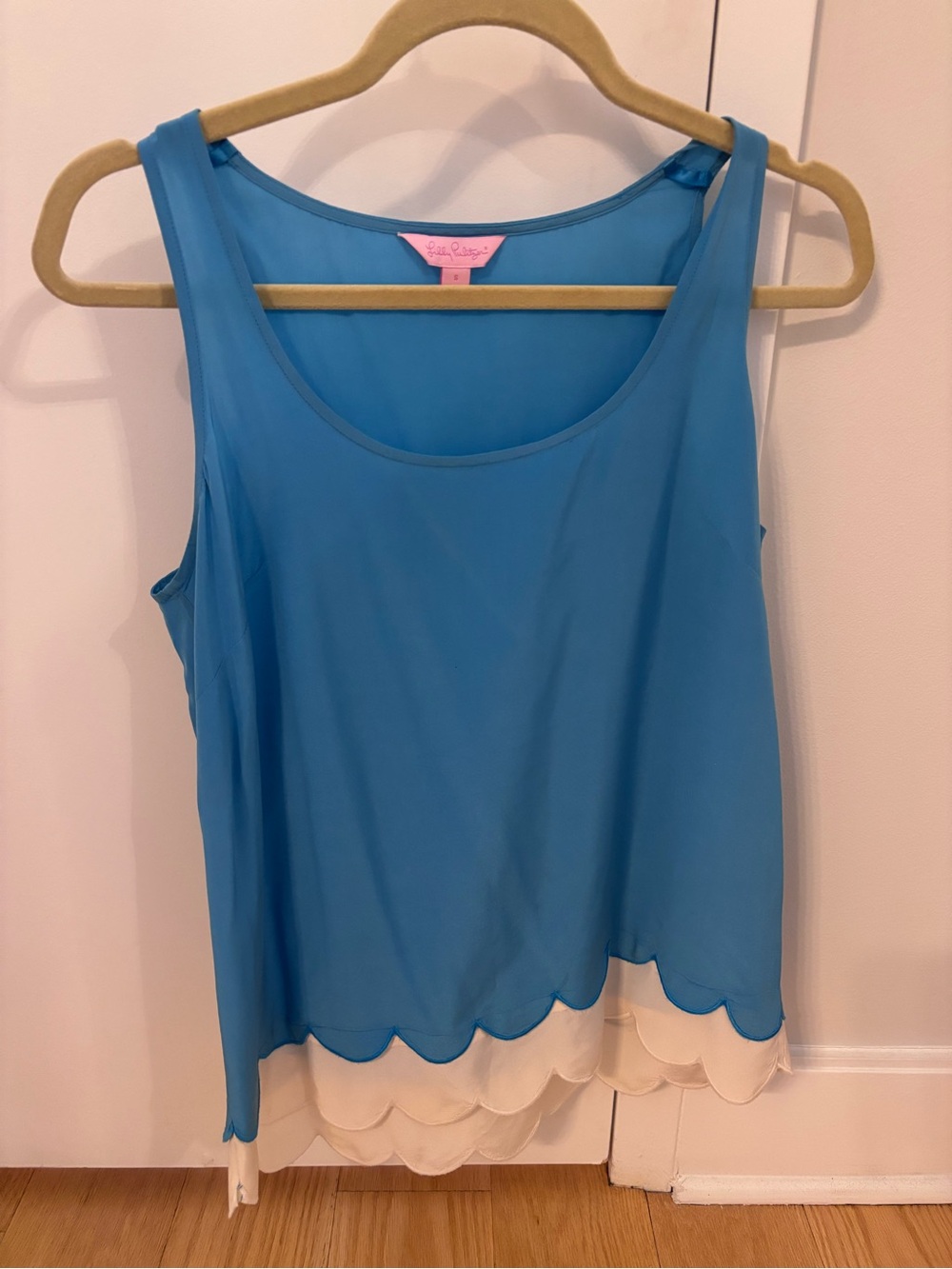 Lilly Pulitzer Turquoise Blue Scallop Hem Tank